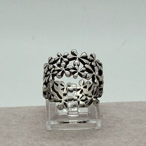 Metalsmiths 925 Sterling Silver Flower daisy flower Cutout Wide Band Ring